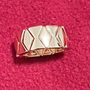 Elegant Gold Color Geometric Enamel tiles Ring stretch size 8/9